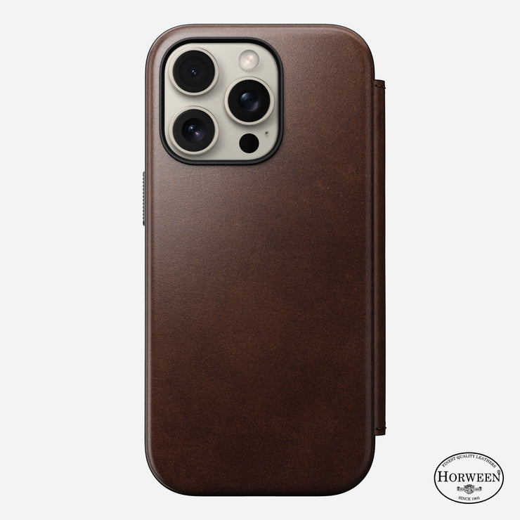 Modern Leather Folio - iPhone 16 Pro | Rustic Brown | Horween