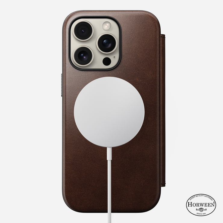 Modern Leather Folio - iPhone 16 Pro | Rustic Brown | Horween