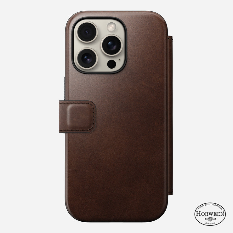 Modern Leather Folio - iPhone 16 Pro | Rustic Brown | Horween