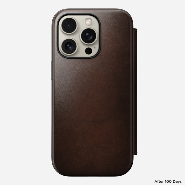 Modern Leather Folio - iPhone 16 Pro | Rustic Brown | Horween