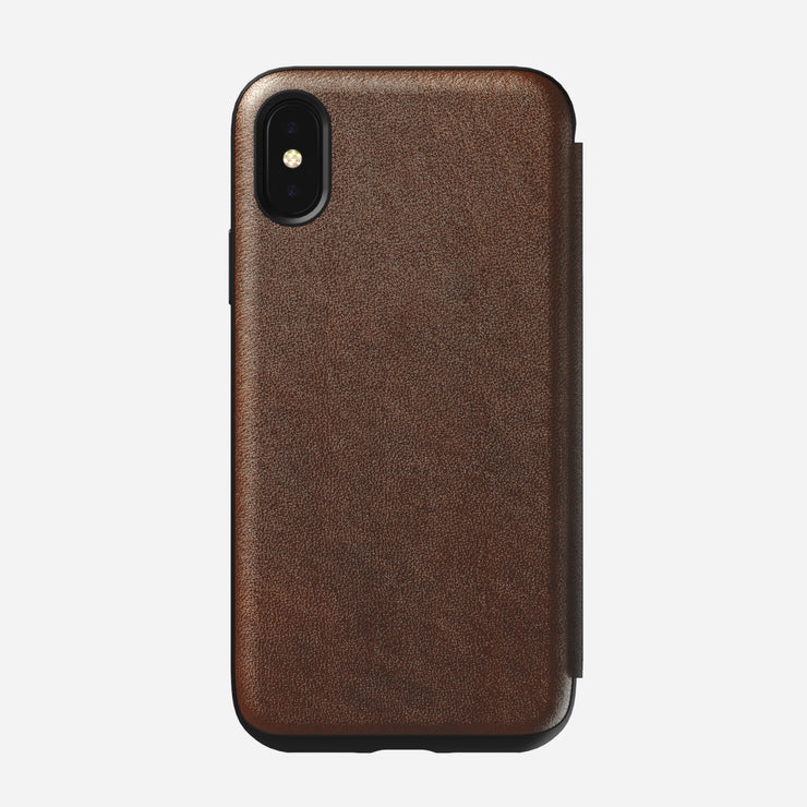 Modern Leather Folio - iPhone XS | Rustic Brown | Horween