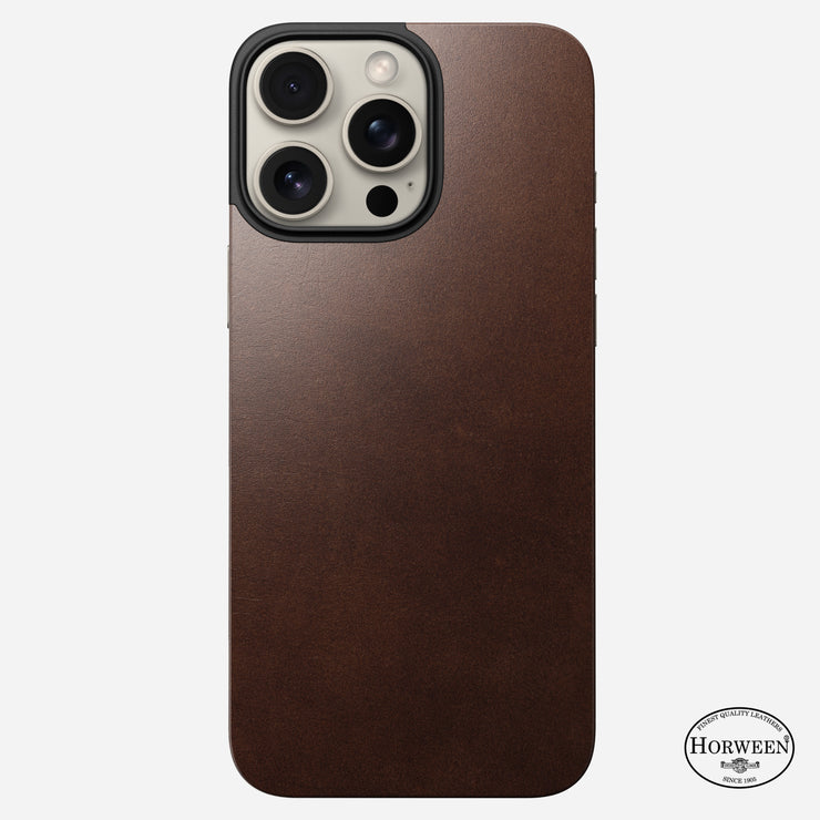 Magnetic Leather Back - iPhone 16 Pro Max | Rustic Brown | Horween | MagSafe