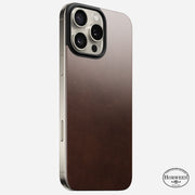 Magnetic Leather Back for iPhone 16 Pro Max - Side View Showing Slim Profile and Rustic Brown Leather