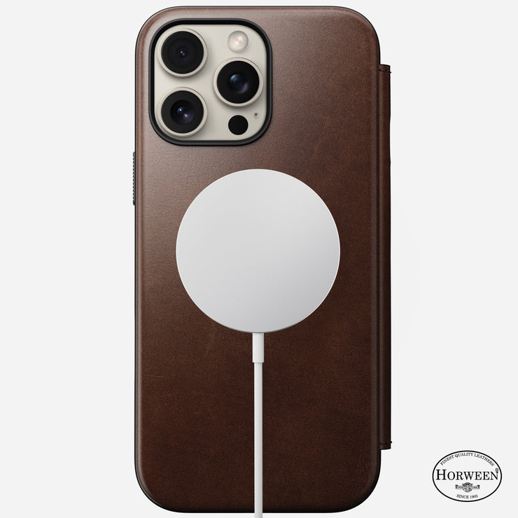 Modern Leather Folio - iPhone 16 Pro Max | Rustic Brown | Horween