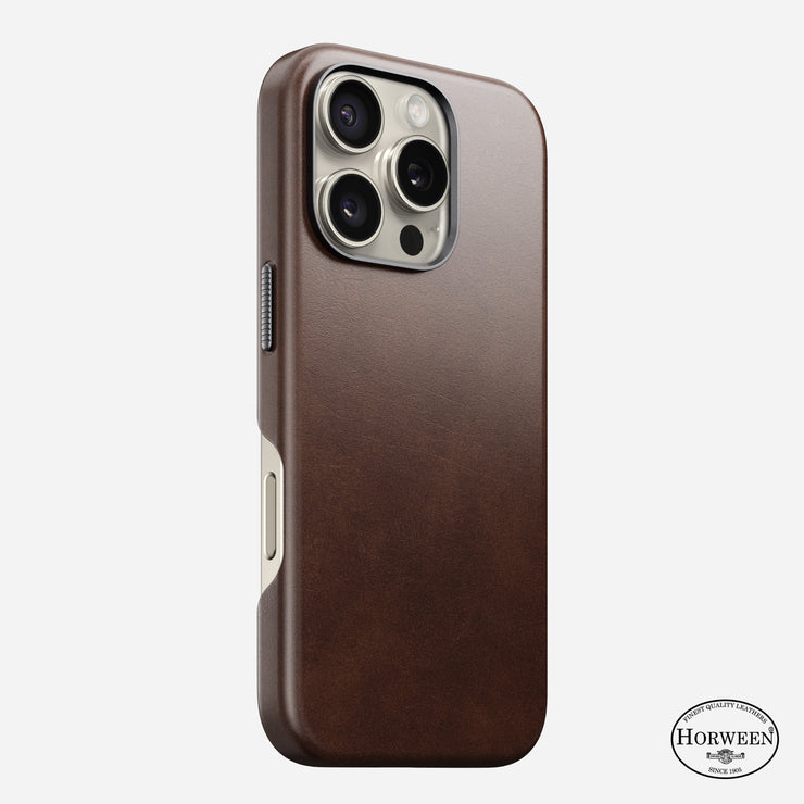 Traditional Leather Case - iPhone 16 Pro | Rustic Brown | Horween