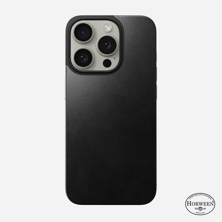 Magnetic Leather Back - iPhone 15 Pro | Black | Horween | MagSafe