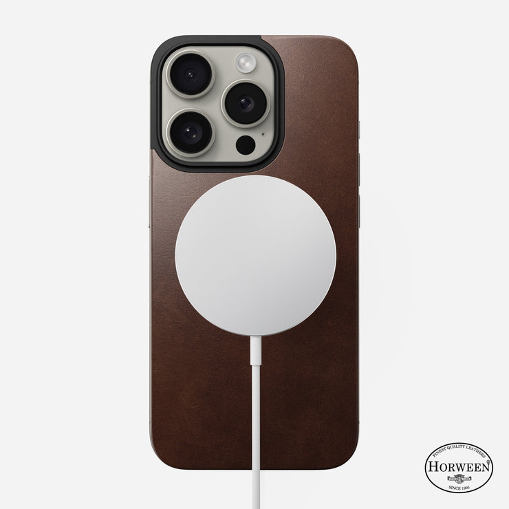 Magnetic Leather Back - iPhone 15 Pro | Rustic Brown | Horween | MagSafe