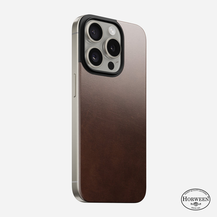 Magnetic Leather Back - iPhone 15 Pro | Rustic Brown | Horween | MagSafe