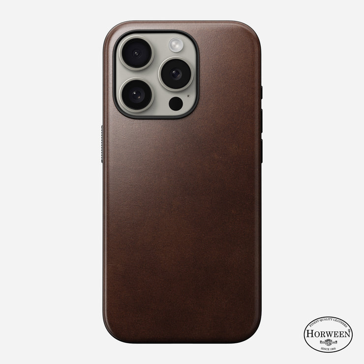 Modern Leather Case - iPhone 15 Pro | Rustic Brown | Horween