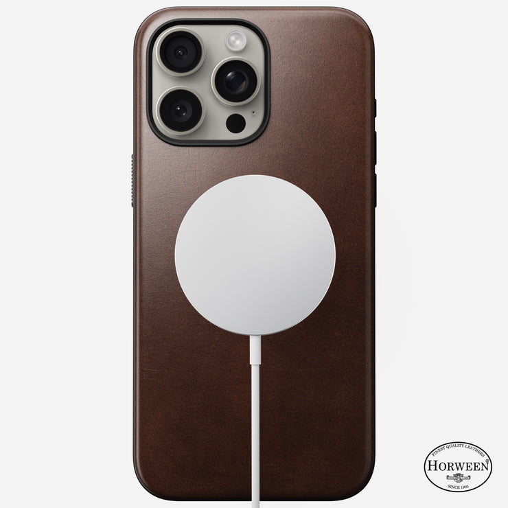 Modern Leather Case - iPhone 15 Pro Max | Rustic Brown | Horween