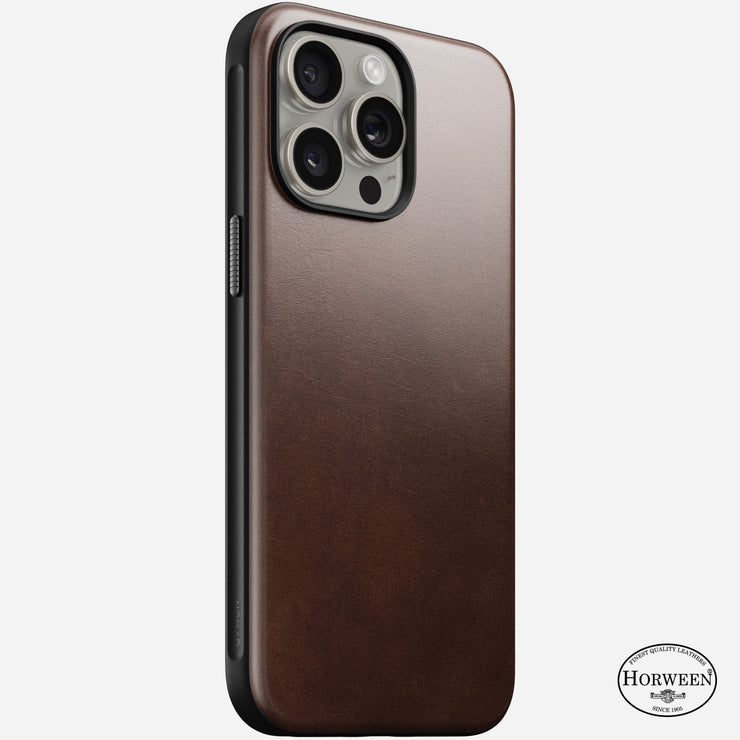 Modern Leather Case - iPhone 15 Pro Max | Rustic Brown | Horween