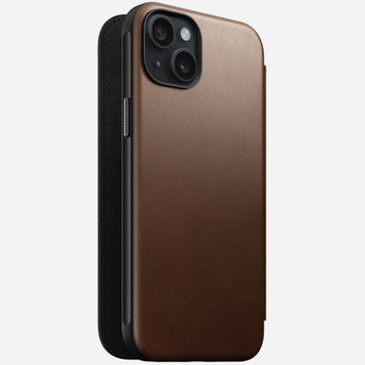 Modern Leather Folio - iPhone 15 Plus | Brown | Nomad Leather