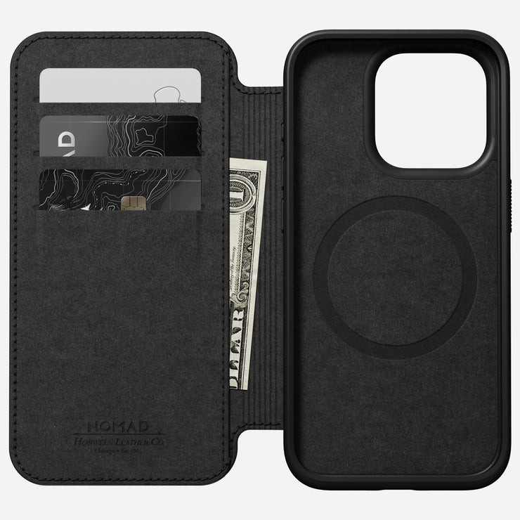 Modern Leather Folio - iPhone 15 Pro | Black | Horween