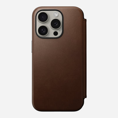 Open Box /// Modern Leather Folio - iPhone 15 Pro | Brown | Nomad Leather
