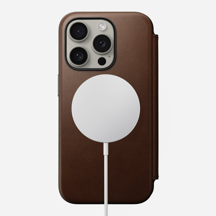 Modern Leather Folio - iPhone 15 Pro | Brown | Nomad Leather