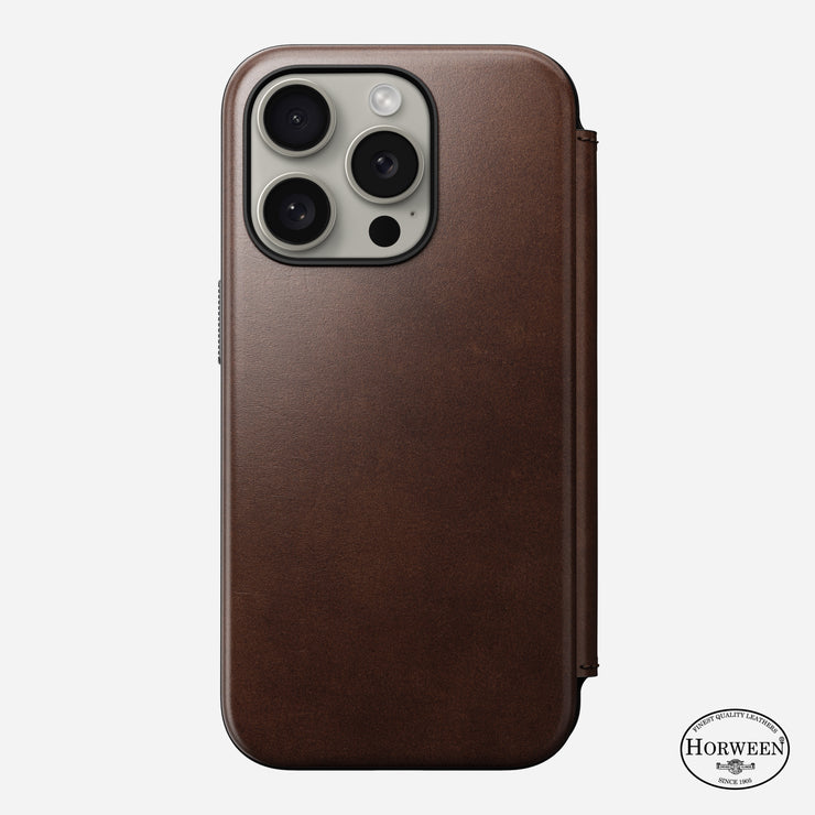 Open Box /// Modern Leather Folio - iPhone 15 Pro | Rustic Brown | Horween