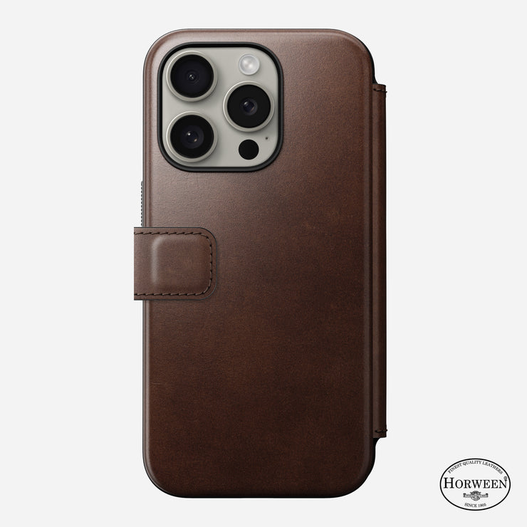 Modern Leather Folio - iPhone 15 Pro | Rustic Brown | Horween