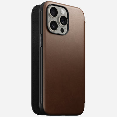 Modern Leather Folio - iPhone 15 Pro Max | Brown | Nomad Leather