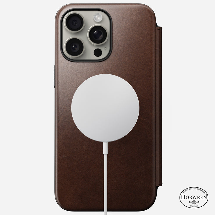 Modern Leather Folio - iPhone 15 Pro Max | Rustic Brown | Horween