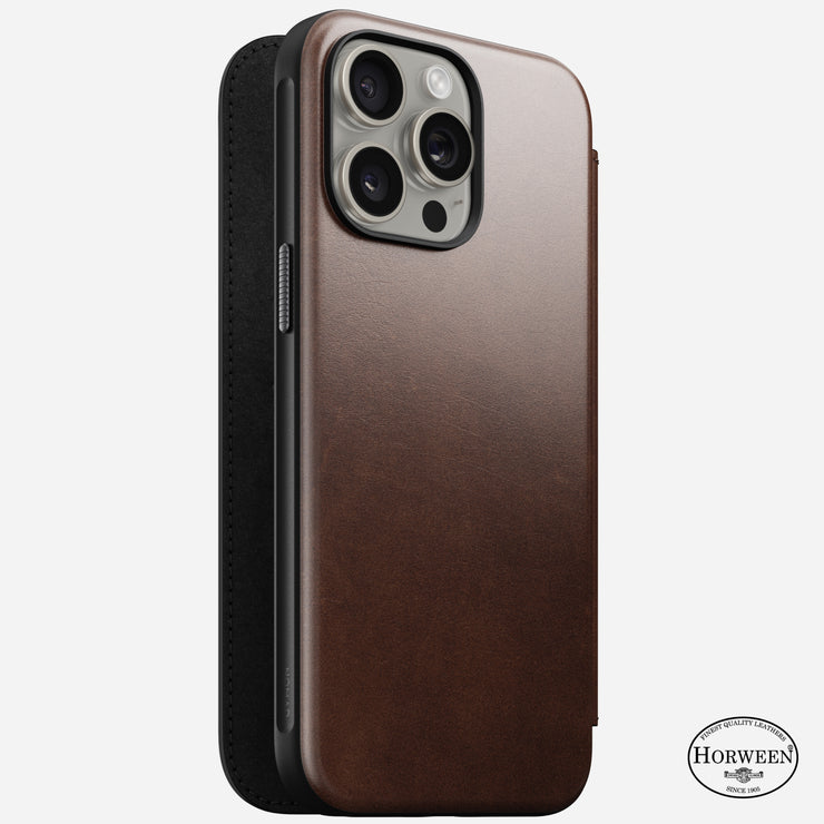 Modern Leather Folio - iPhone 15 Pro Max | Rustic Brown | Horween