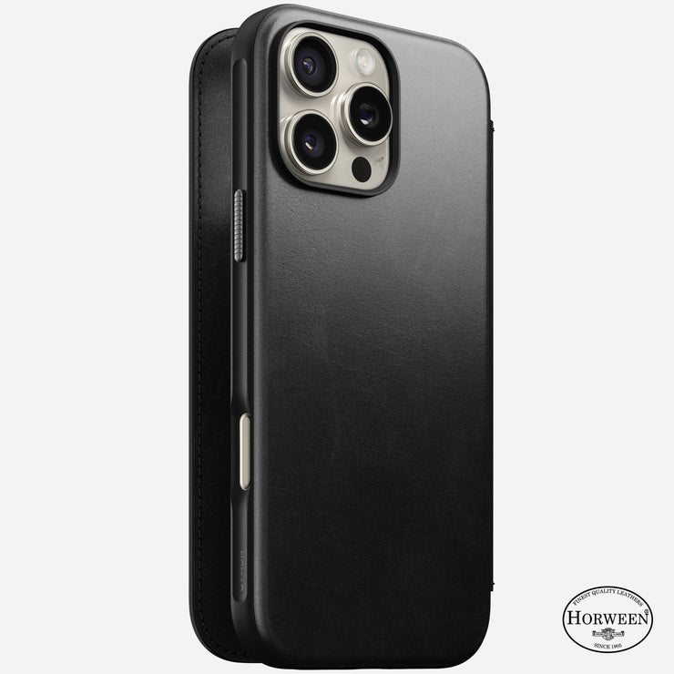 Modern Leather Folio - iPhone 16 Pro Max | Black | Horween