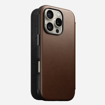 Modern Leather Folio - iPhone 16 Pro | Brown | Nomad Leather