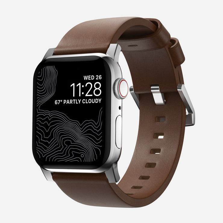 Modern Band - 46mm/49mm | Silver Hardware | Brown | Nomad Leather