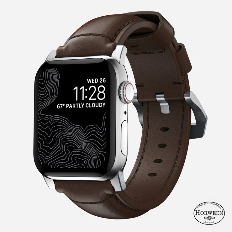 Traditional Band - 46mm/49mm | Silver Hardware | Rustic Brown | Horween