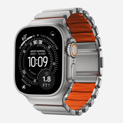 Stratos Band - 49mm | Natural Titanium | Ultra Orange FKM