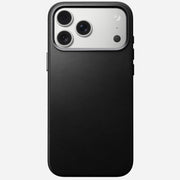 The Nomad Traditional Leather Case for iPhone 17 Pro Max in black offers a MagSafe compatible design, perfect for phones with multiple camera lenses.