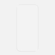 A minimalist outline of a vertical rounded rectangle with a thin gray border on light gray, resembling the Nomad Screen Protector for iPhone 17 Pro.