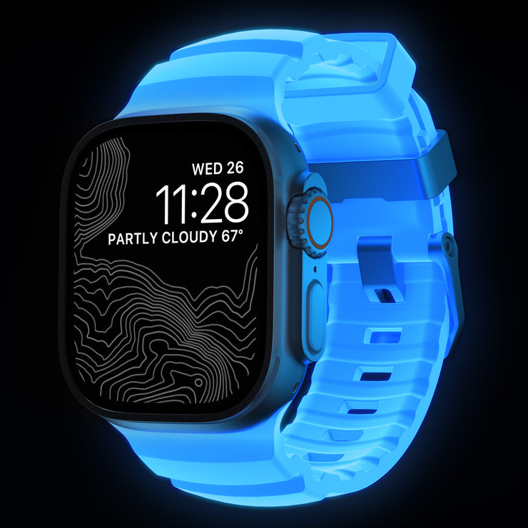 Rocky Point Band - 46mm/49mm | Icy Blue Glow | Natural Hardware