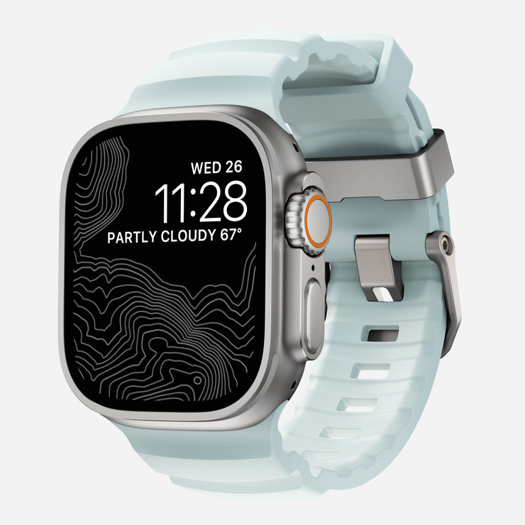 Rocky Point Band - 46mm/49mm | Icy Blue Glow | Natural Hardware