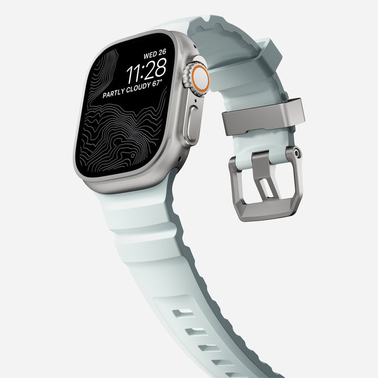 Rocky Point Band - 46mm/49mm | Icy Blue Glow | Natural Hardware