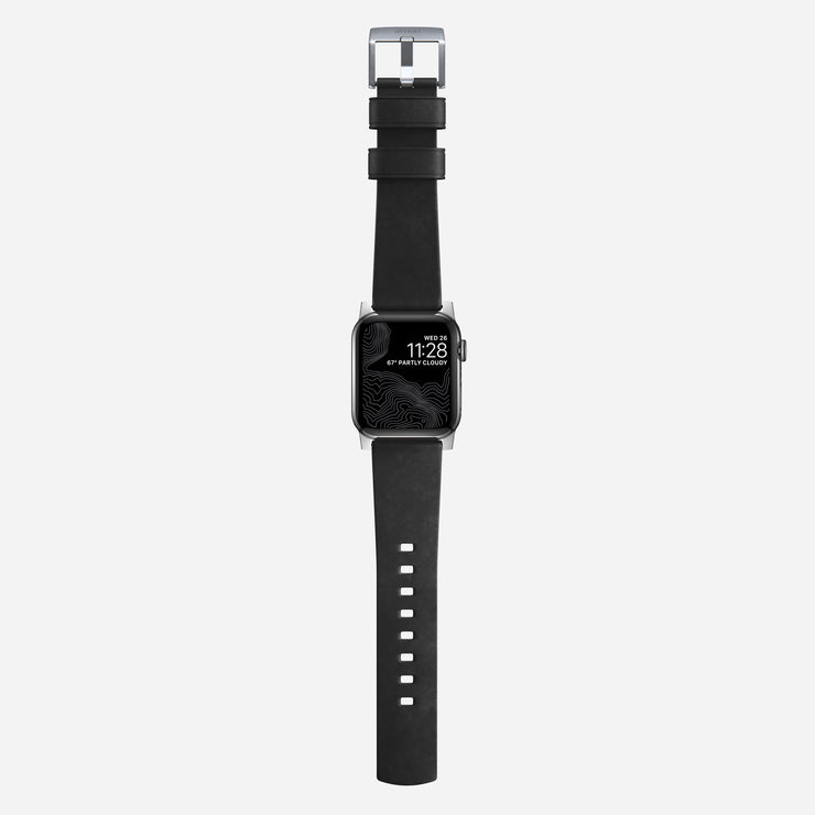 Active Band - 45mm | Silver Hardware | Black Active Leather