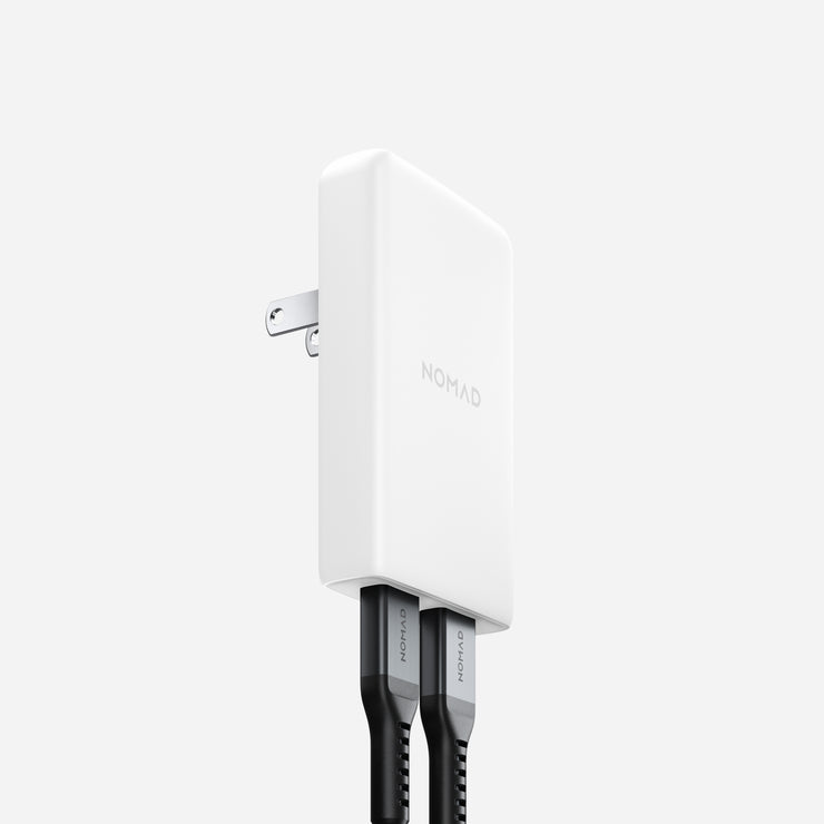 65W Slim White Power Adapter with GaN Technology - Front View Detailed