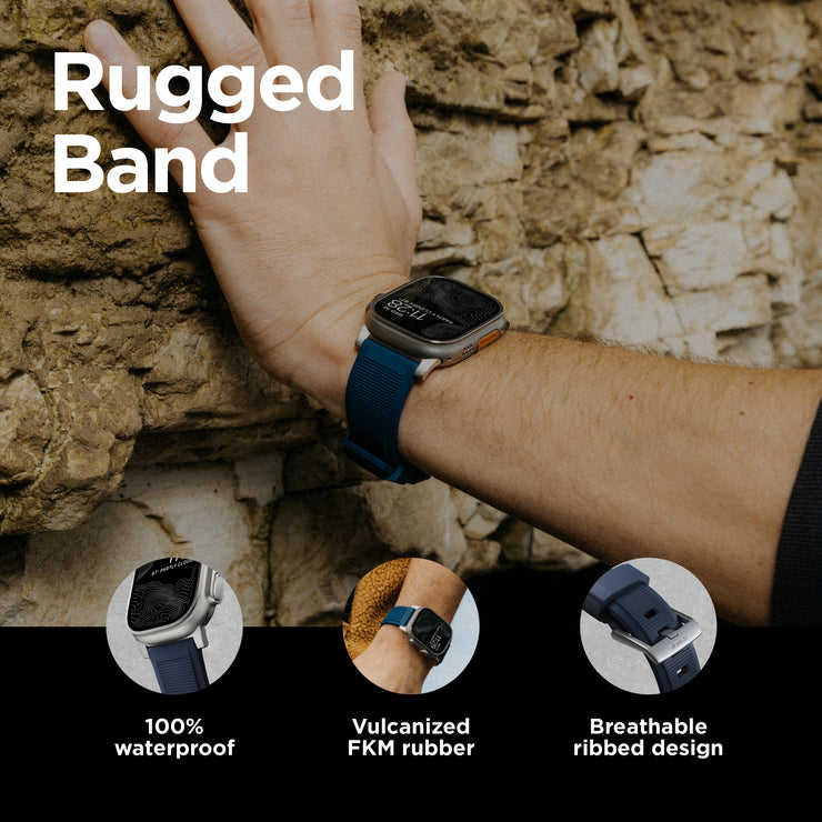 Rugged Band - 46mm/49mm | Atlantic Blue | Black Hardware