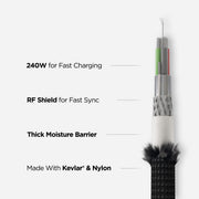 USB C Cable - 0.3M | USB C | Kevlar | V3 | Carbide