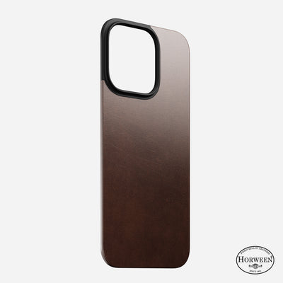 Magnetic Leather Back for iPhone 16 Pro in Rustic Brown Horween Leather - Front View