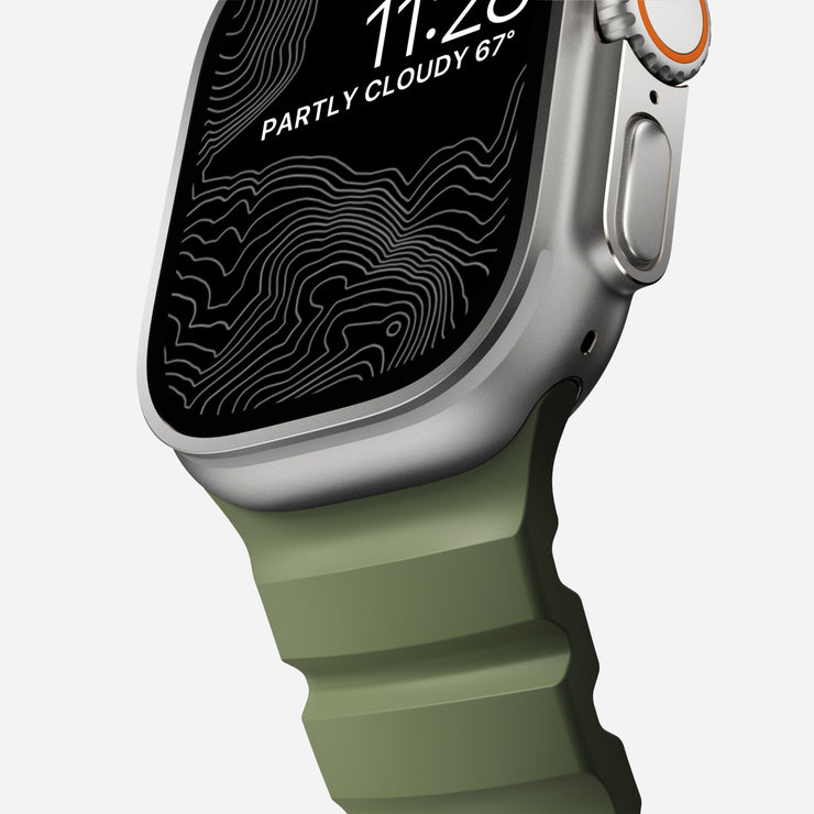 Close-Up of Rocky Point Band for Apple Watch - Detailed View of Ventilation Grooves and Robust Design