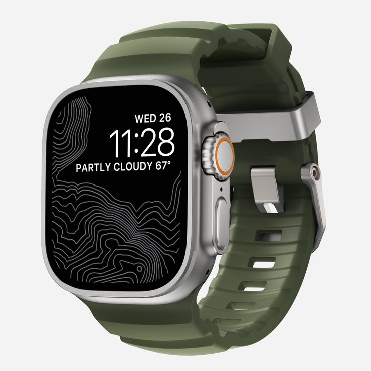 Rocky Point Band for Apple Watch - Side View Highlighting Waterproof and Ventilation Features
