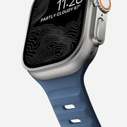 Back view of the Naval Blue Sport Band, highlighting the pin-and-tuck closure for a secure fit