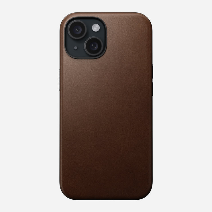 Front view of the Modern Leather Case, highlighting the rugged protection and elegant finish