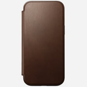 Standard back view of Modern Leather Folio for iPhone 16 Pro Max in Brown leather, emphasizing the premium material and craftsmanship