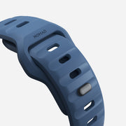 Close-up view of the 41mm Naval Blue Sport Band, highlighting the texture and quality of the FKM fluoroelastomer rubber