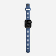 Full view of the 41mm Naval Blue Sport Band for Apple Watch, demonstrating its seamless design and athletic look