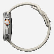 Side view of the 45mm Stone Sport Band for Apple Watch, focusing on its sleek profile and lightweight, breathable design