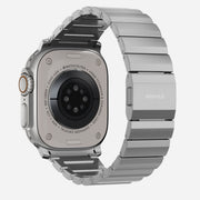 Back view of the Titanium Band for Apple Watch, showing the custom magnetic clasp and the sleek design of the Grade 2 Titanium