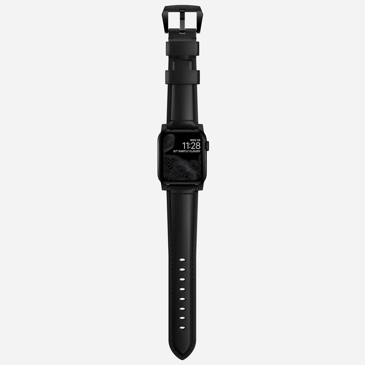 Traditional strap black leather black hardware    