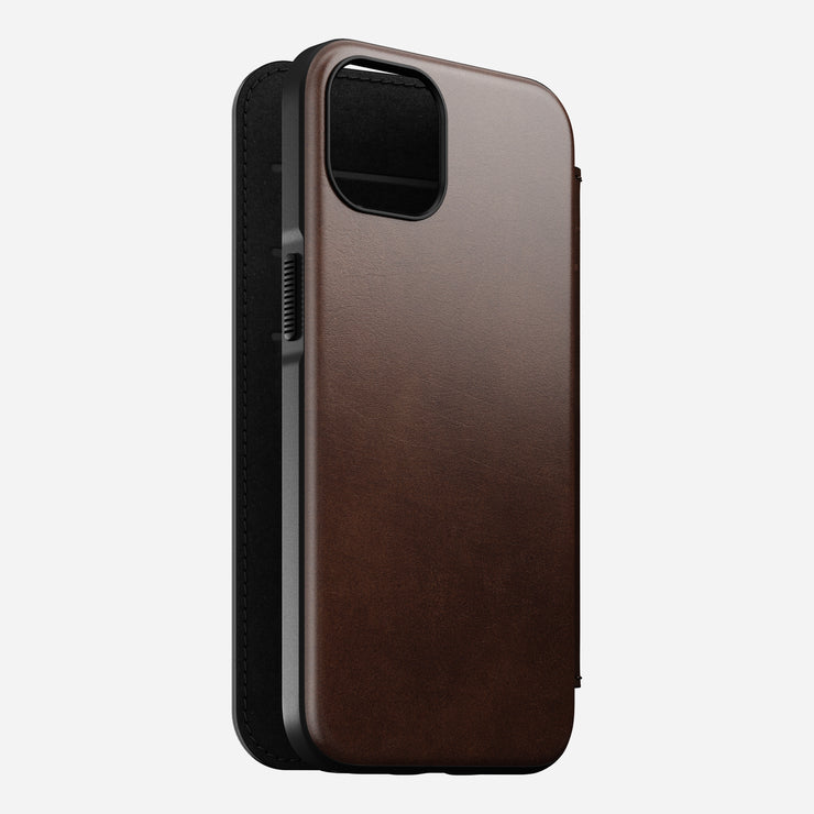 Modern Leather Folio - iPhone 13 | Rustic Brown | Horween